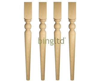 BingLTD - 29" Unfinished Hardwood Farm Table Leg - Set of 4 (TL-330-UNF)