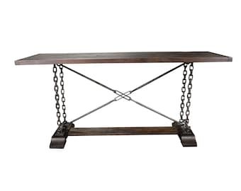 BingLTD - Derby Table 30" Rustic Hardwood with Industrial Chains (MNS-413)