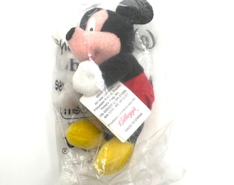 Plush Kellogg mini bean Mickey Mouse 2001 NIW 4”