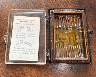 Vintage "Famous Name Perfumes" set of glass fragrance nips 1950s 18 pcs