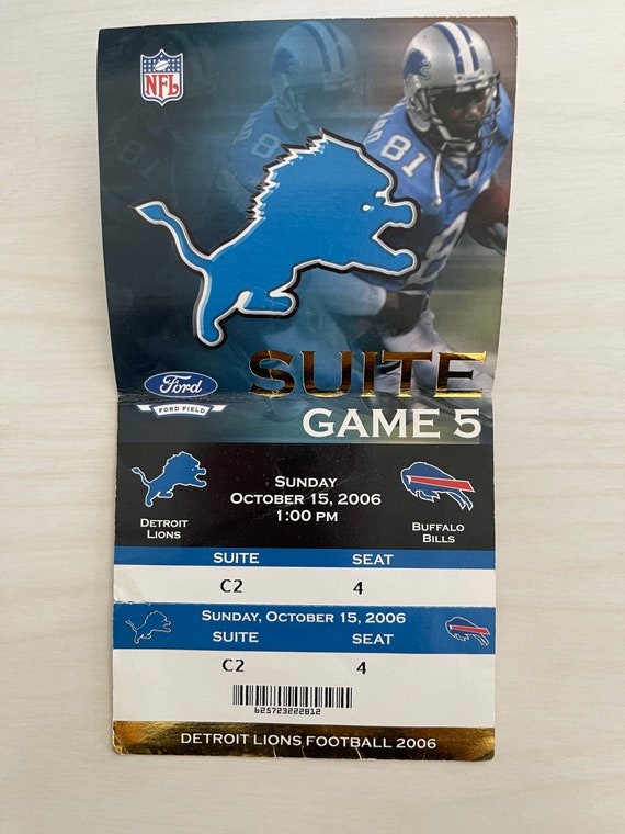 Detroit lions football ticket stub suite game 5 Octobre 15 Etsy