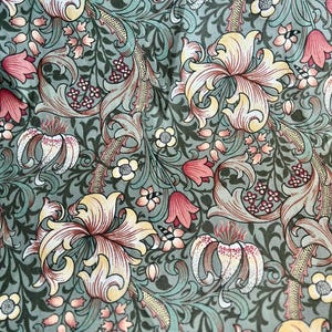 Golden Lily Minor Vintage Morris And Co Sanderson Cotton Interiors Fabric Iconic William Morris by the metre Curtains Cushions