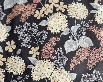 Vintage bloemen katoenen stof per meter, bruin en oranje, jaren 1970, 1980, naaistof, gordijnen, kussens, jaloezieën, tassen, kleding