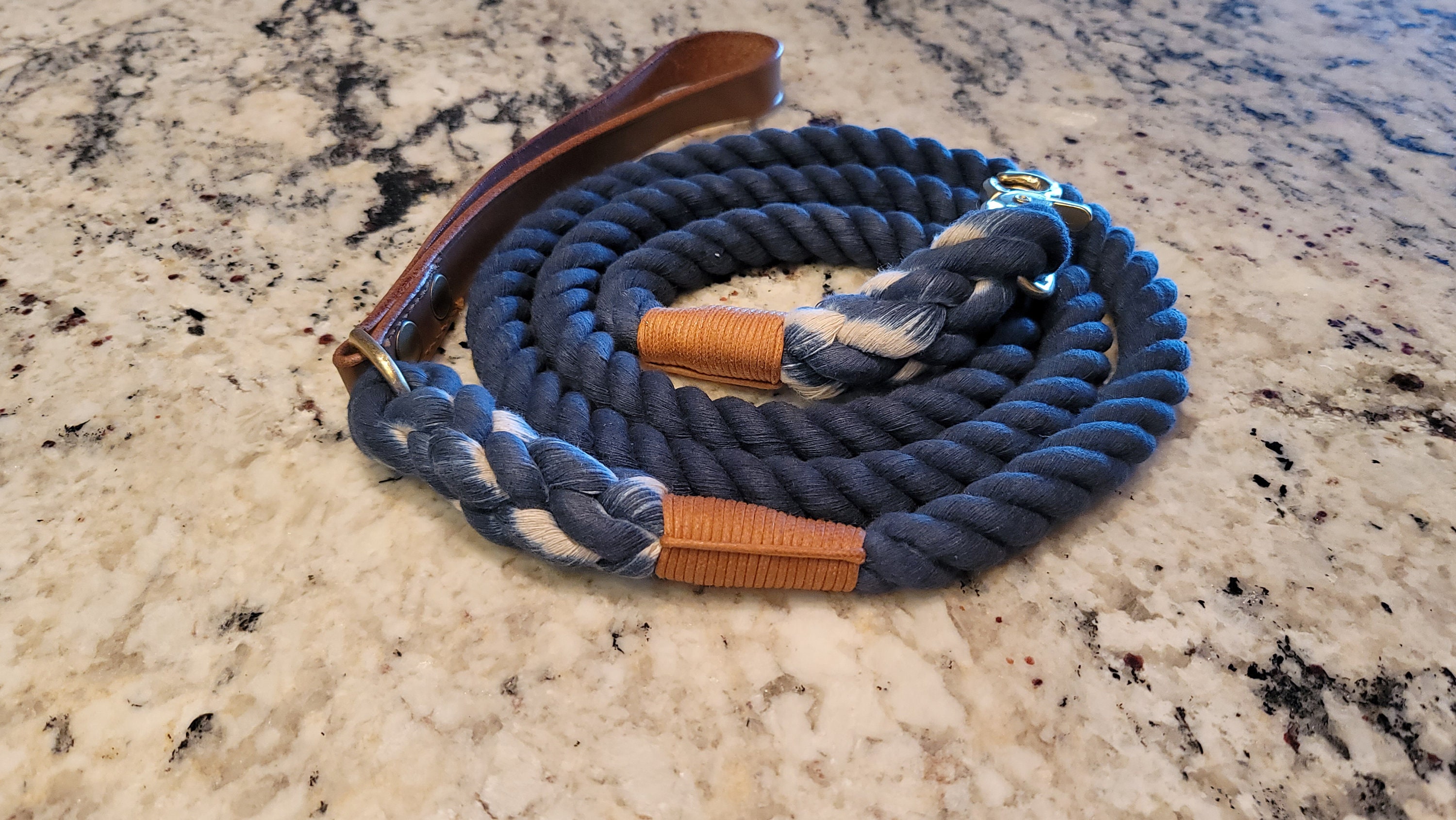 Handmade Dog Leash With Leather Blue Etsy