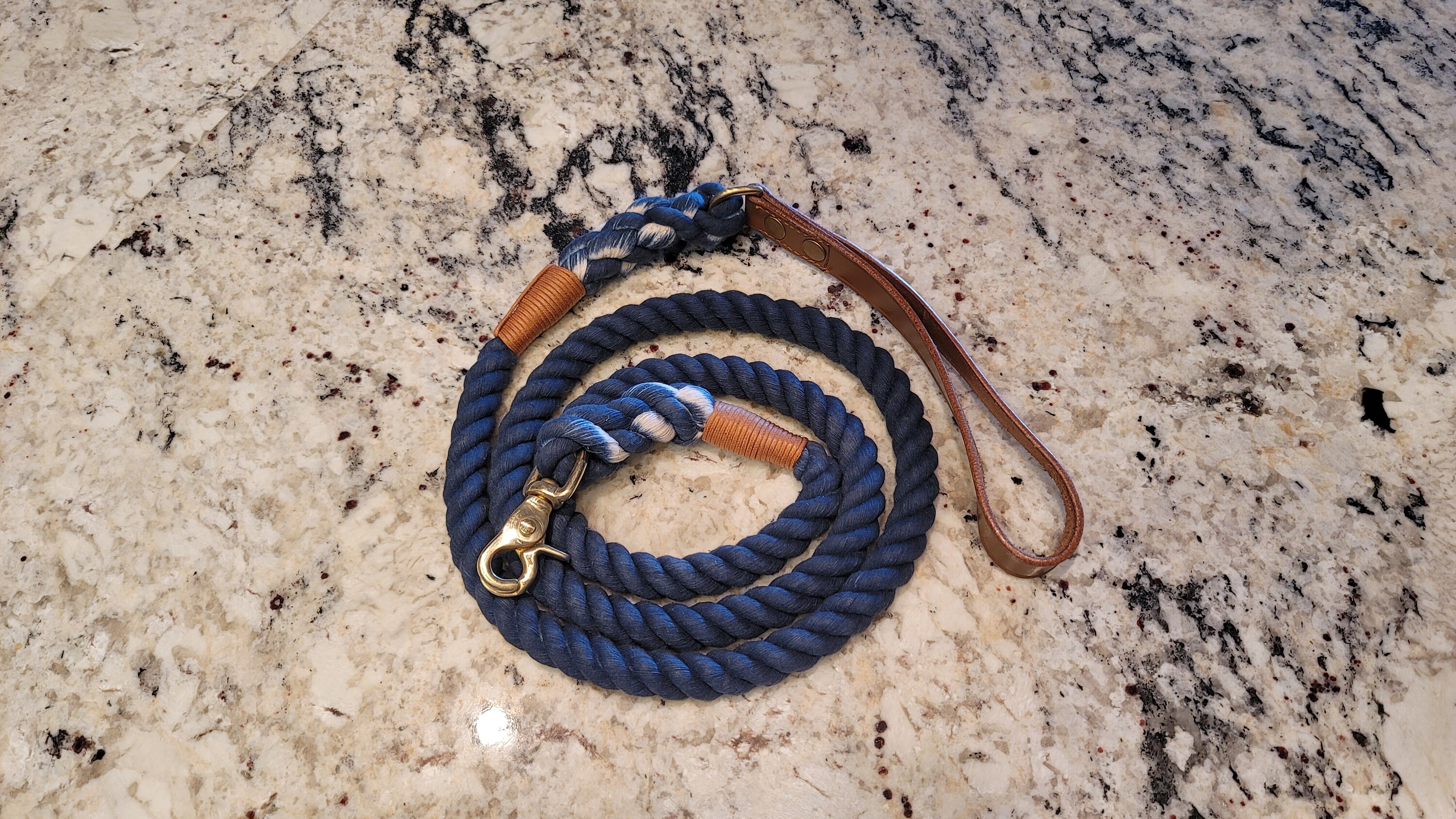 Handmade Dog Leash With Leather Blue Etsy