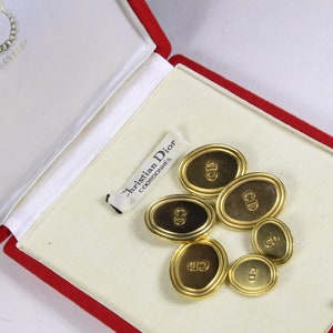 CHRISTIAN DIOR Vintage Gold Metal Oval Logo Button Price for 1 Button