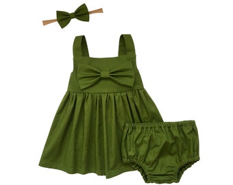 olive green baby dress