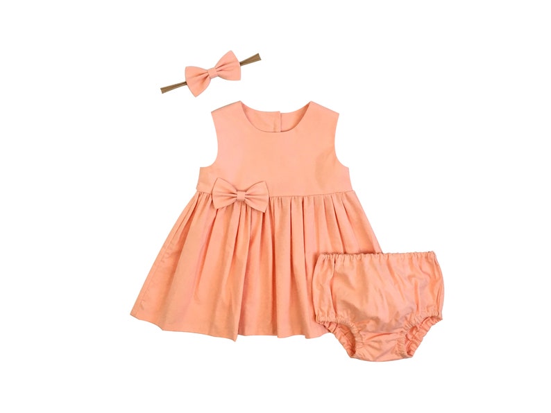 Peach Baby Dress Peach Dress Baby Girl Dresses Girls Summer Etsy