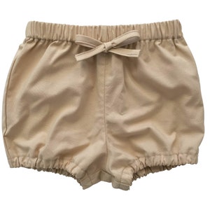 Khaki Bloomer Shorts, Tan Bloomers, Bubble Shorts, Baby Bloomers, Handmade Baby Clothes