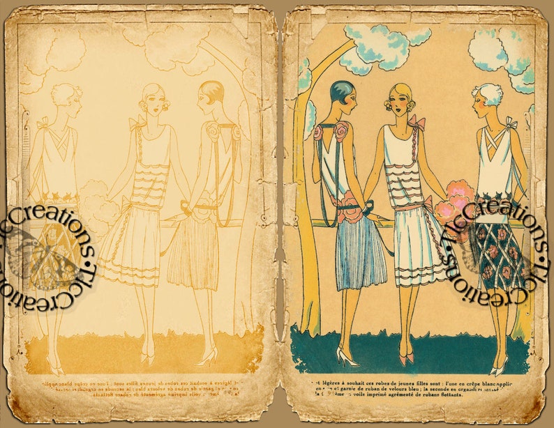 Printable Junk Journal Kit Journal Papers Journal Cards Vintage French Fashion Ephemera