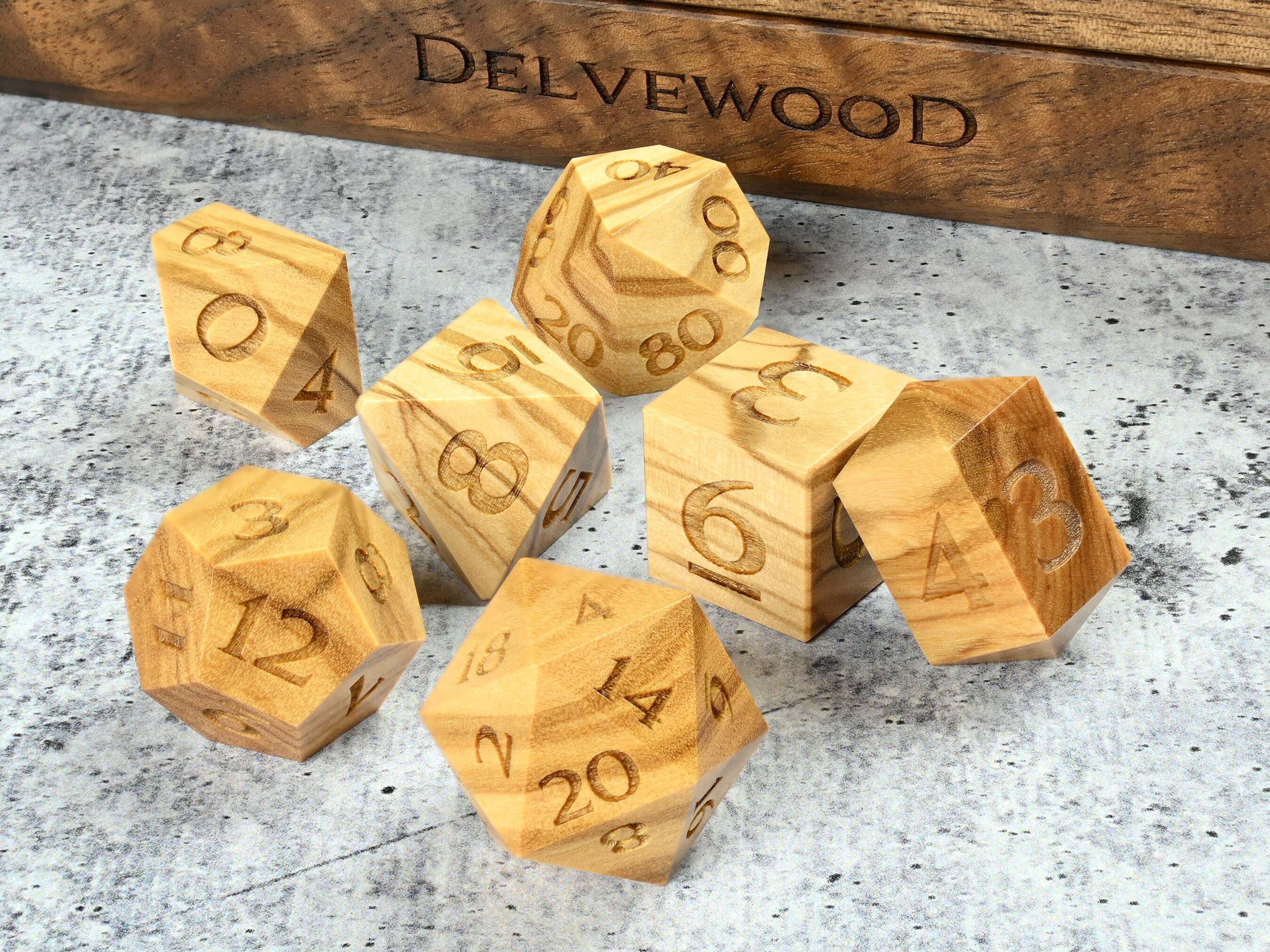 Olivewood Dice Wooden Dice Set D&D Tabletop Roleplaying Etsy