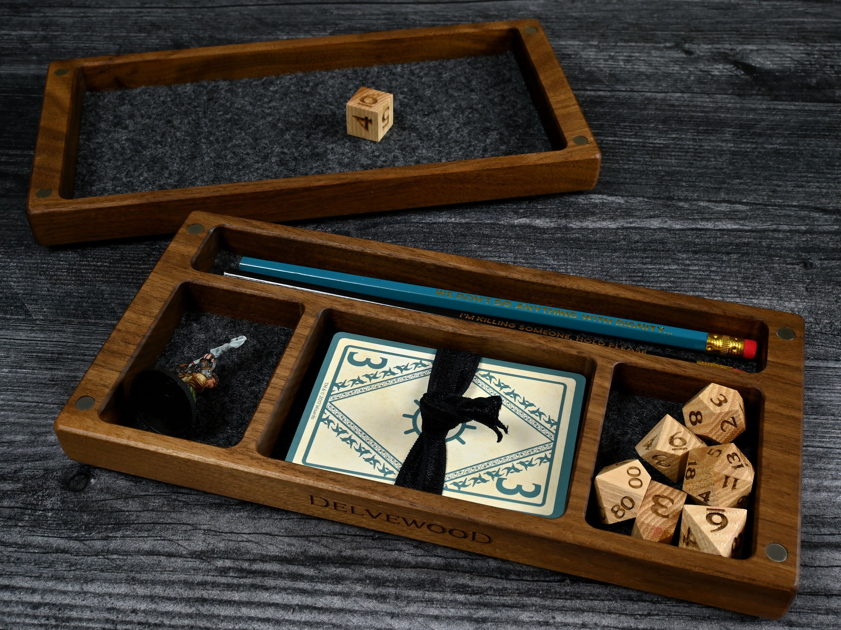Games & Puzzles Board Games Handmade Wooden Dice Tray Teal TTRPG ...