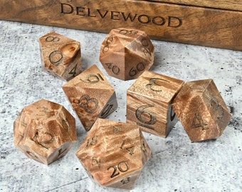 Stabilized Maple Burl Dice - Wooden dice set - D&D rpg