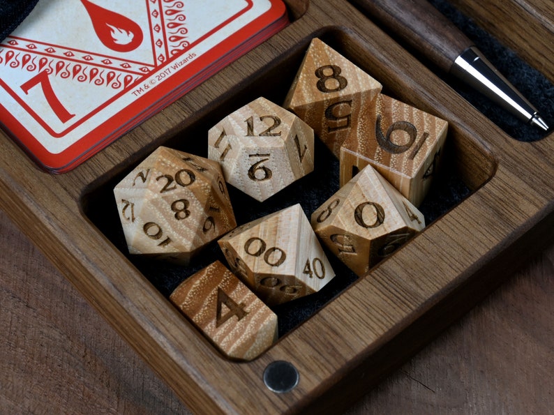 Hickory Wood Dice Delver's Wooden Dice Set D&D Rpg Etsy