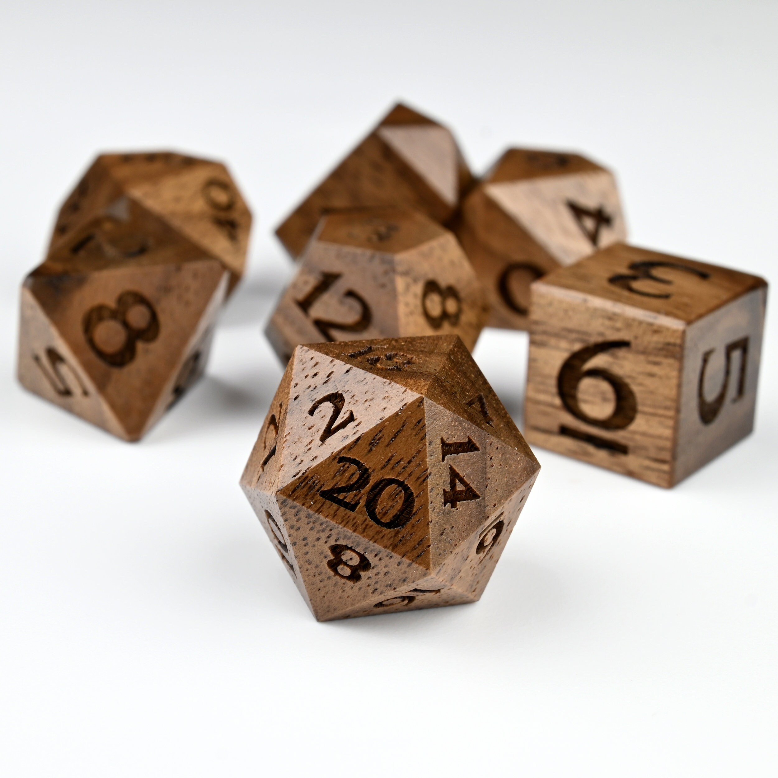 Walnut Wood Dice Delver's Wooden Dice Set Tabletop Etsy