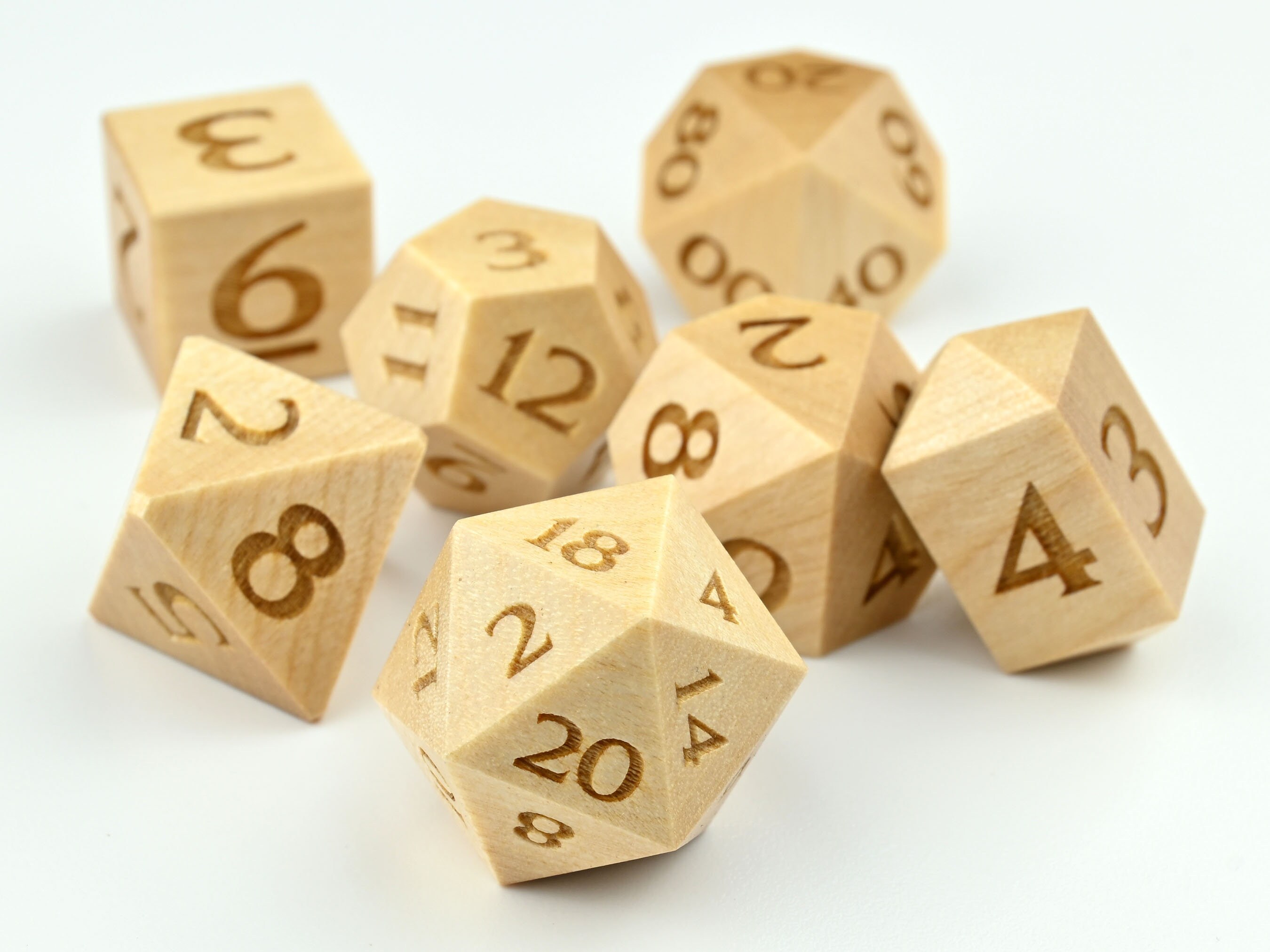 Birch Wood Dice D&D Rpg Delver's Wooden Dice Set Etsy