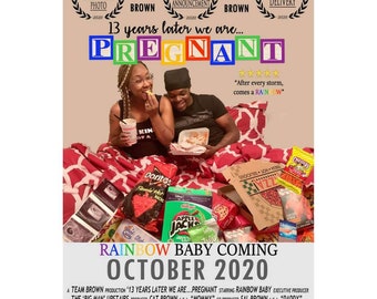 Rainbow Baby Movie Poster; Rainbow Baby Pregnancy Announcement; Social Media Rainbow Baby Announcement; Rainbow Pregnancy; Rainbow Baby