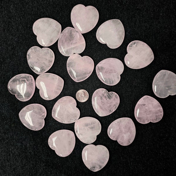 Rose Quartz Heart Palm Stone 2" Polished Natural Gemstone Pocket & Worry Stone