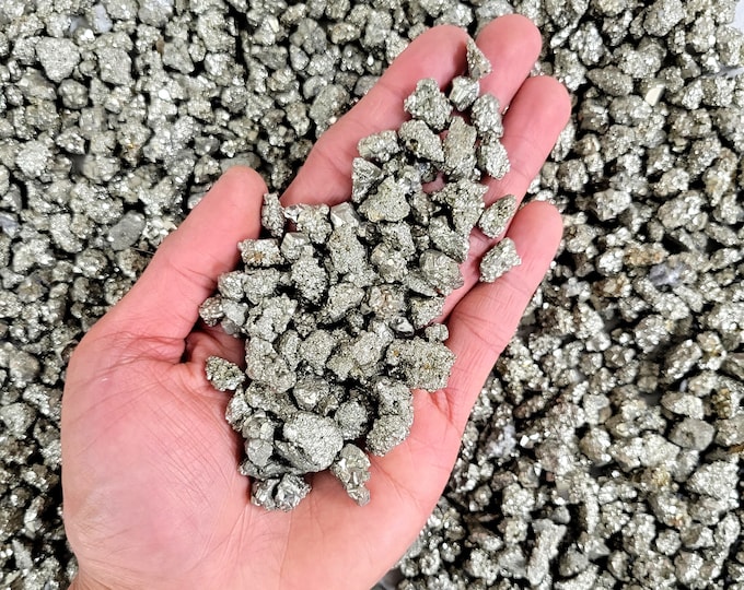 Pyrite Crystal Chips - Mini Raw Crystals Bulk - Pyrite Stones AKA Fool's Gold from Peru