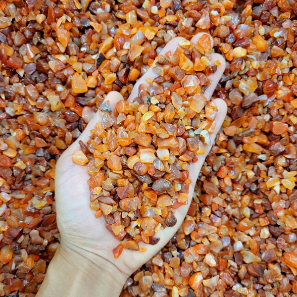 Carnelian Crystal Chips - Bulk Tumbled Tiny Carnelian Stones - Undrilled Crystal Beads