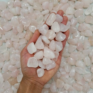 Small Tumbled Rose Quartz Crystals - 1/2 inch to 1 inch - Bulk Natural Crystal Tumbles for Wire Wrapping, Crafting and Crystal Healing