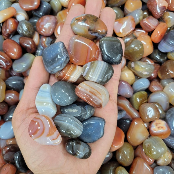Tumbled Stones Mix - Agates Assorted Lot - Bulk Polished Gemstones & Crystals for Jewelry, Crafting, Wire Wrapping, Crystal Healing