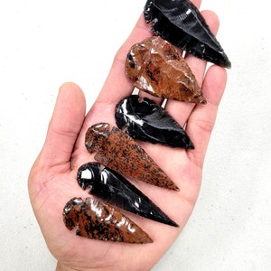 Obsidian Crystal Arrowheads - 2&quot; to 3&quot; - Stone Spear Head