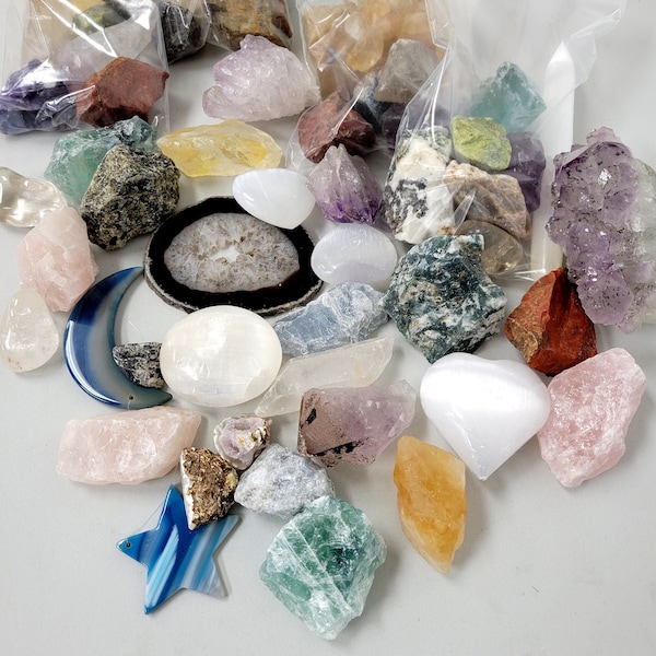 Mystery Crystal Bag - Up to 3 LBS - Random Assorted Crystals and Gemstones Lot - Crystal Surprise Grab Bags