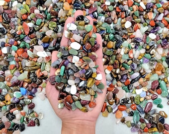 Small Tumbled Stones Premium Mix, Bulk Tiny Crystal Tumbles for Confetti Scoops, Candle Making, Crystal Jewelry