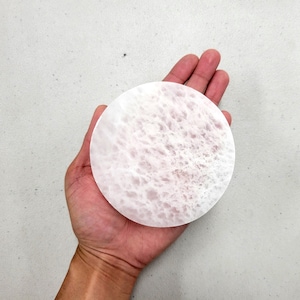 Polished Selenite Charging Plate Round Circle Shape, Charging Station for Crystals and Crystal Grids