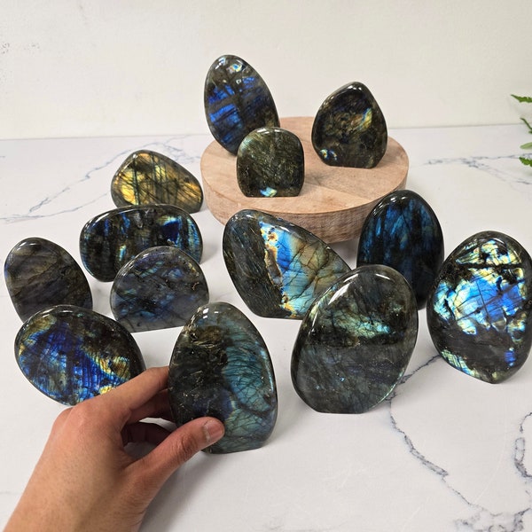 Labradorite Freeform High Rainbow Flash Polished Large Crystal Free Form for Display Gifting Healing