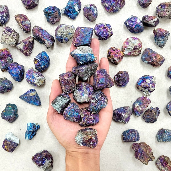 Rough Chalcopyrite Medium Chunks - 1" to 2" - Bulk Raw Peacock Ore Stones for Tumbling, Wire Wrapping, Crafting