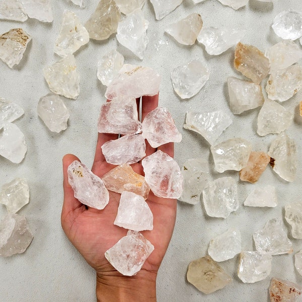Rough Clear Quartz Crystals, Bulk Rough Raw Stones for Tumbling, Crafting & Crystal Healing