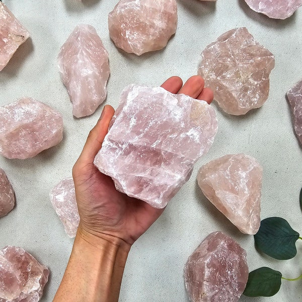 Big Rose Quartz Crystal Chunk Raw Rough Natural Pink Stone for Décor Healing & Gifts