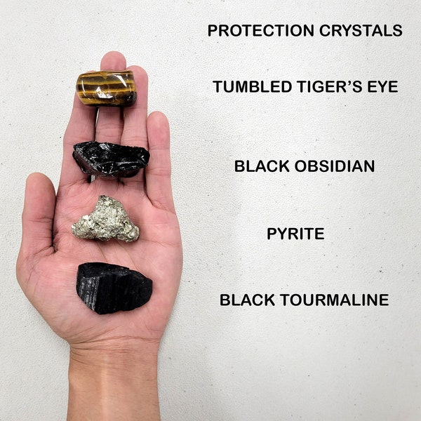 Crystals for Protection - Black Tourmaline, Obsidian, Pyrite, Tiger's Eye