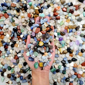Mini Tumbled Crystals Brazilian Mix, Bulk Polished Tiny Natural Gemstones for Jewelry Making, Crafting and Healing