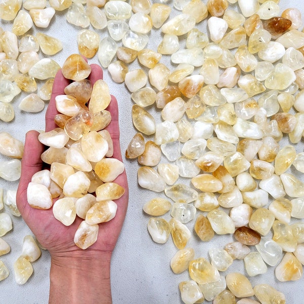 Small Tumbled Citrine Crystals, Pendant Size 1/2 inch to 1 inch, Bulk Citrine Stone Tumbles