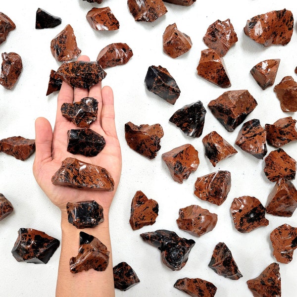 Mahogany Obsidian Crystal Stone Chunks - Bulk Rough Raw Obsidian Rocks for Tumbling & Crystal Healing