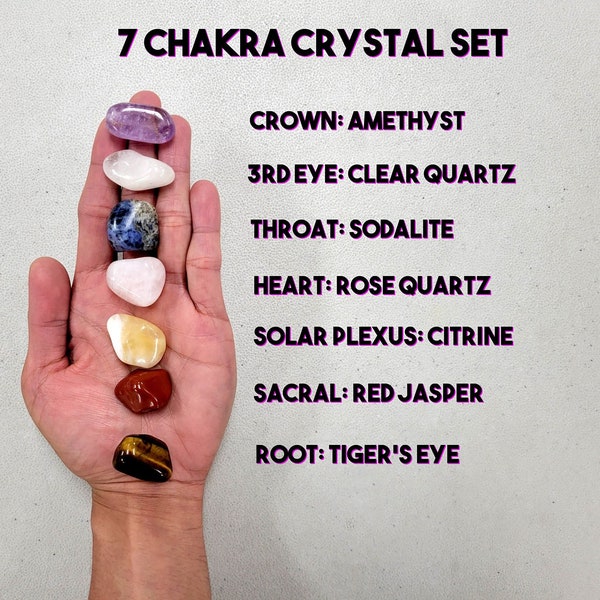 Tumbled Chakra Crystal Set 7 Seven Healing Stones Mini Kit