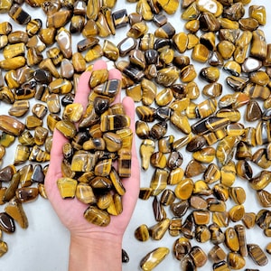 Tumbled Tiger&#39;s Eye - Small 1/2 inch to 1.5 inch - Yellow Golden Tigers Eye Crystal Tumbles