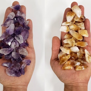 Amethyst Citrine Crystal - Combo Crystal Points and Chunks - Bulk Small Pieces for Crafting, Jewelry Making, Crystal Healing