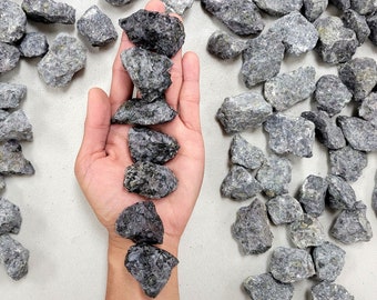 Indigo Gabbro Stones -  Rough Mystic Merlinite - Raw Crystals Bulk for Tumbling, Crystal Healing, Crafting