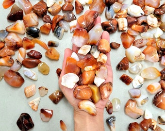 Tumbled Carnelian Stones from Madagascar, Natural Bulk Tumbled Crystals