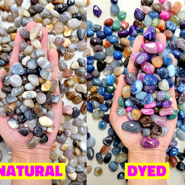 Bulk Tumbled Agate Crystal Chips, Natural or Dyed Colorful Small Gemstones