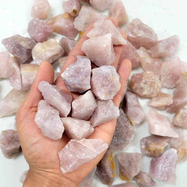 Lavender Rose Quartz Crystals, Rough Rose Quartz Bulk, Natural Raw Stones for Tumbling Crafting Jewelry Making