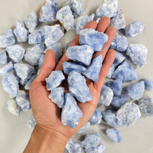 Blue Calcite Crystals - Bulk Raw Calcite Rough Stones - Natural Gemstones for Crafting, Jewelry Making & Crystal Healing