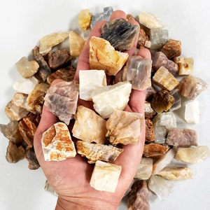 Raw Moonstone Crystal from India Rough Crystals Bulk for Tumbling Jewelry Making & Crystal Healing
