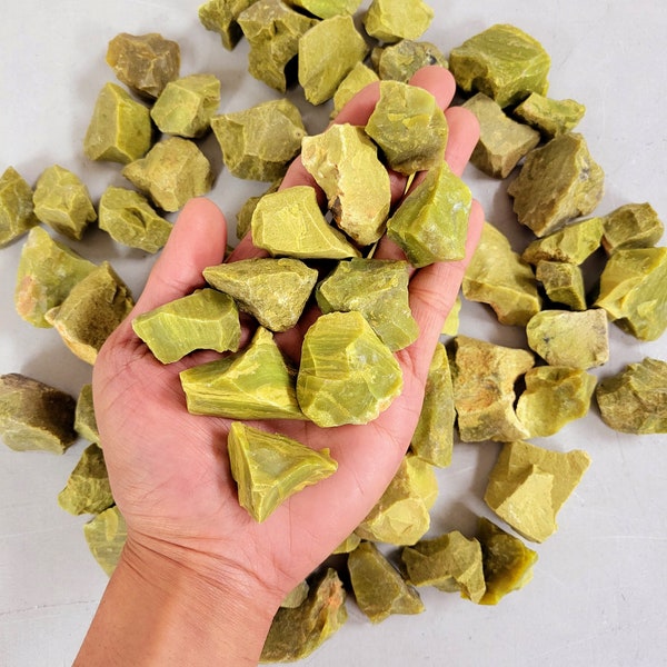 Raw Green Opal - Bulk Rough Stones - Natural Gemstones Rocks for Tumbling, Crafting, Jewelry Making & Crystal Healing