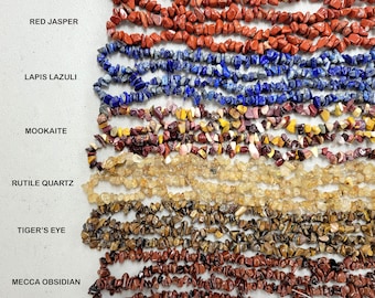 Natural Crystal Drilled Beads - 34&quot; strand - Irregular Gemstone Chips Freeform for Necklace & Jewelry Making