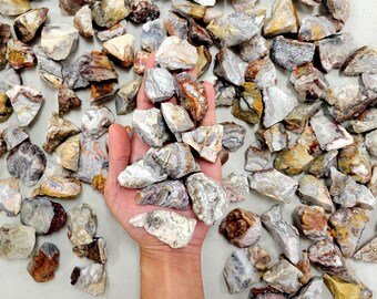 Yellow Lace Agate Rough Rocks – 1LB Bulk Wholesale For Tumbling & Lapidary (Indonesia)